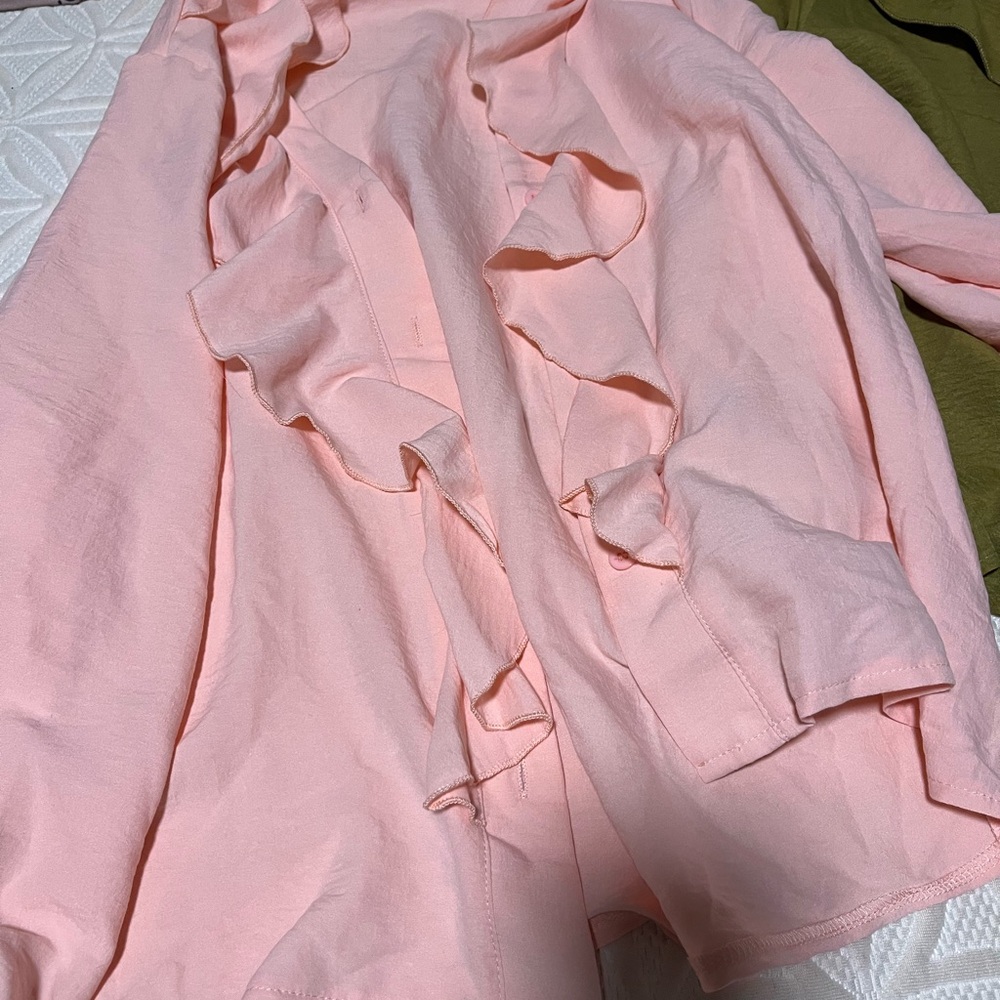 Pink Ruffle Front Lightweight Top - Picture 3 of 4